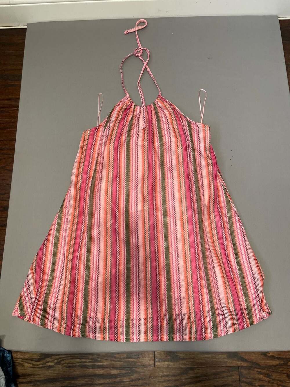 Juicy Couture Pink Multi-Stripe Knit Halter Mini Dress